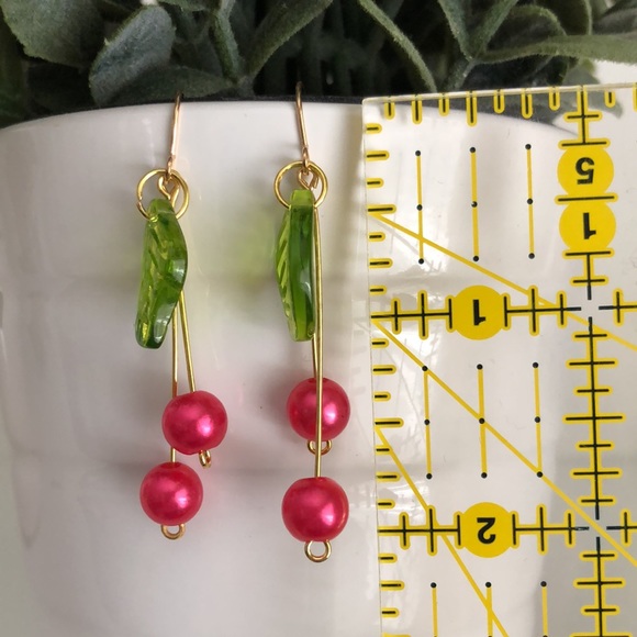 New Cherry Dangling Drop Statement Hand Crafted Earrings Fruit Summer Beach Gift - Picture 6 of 6